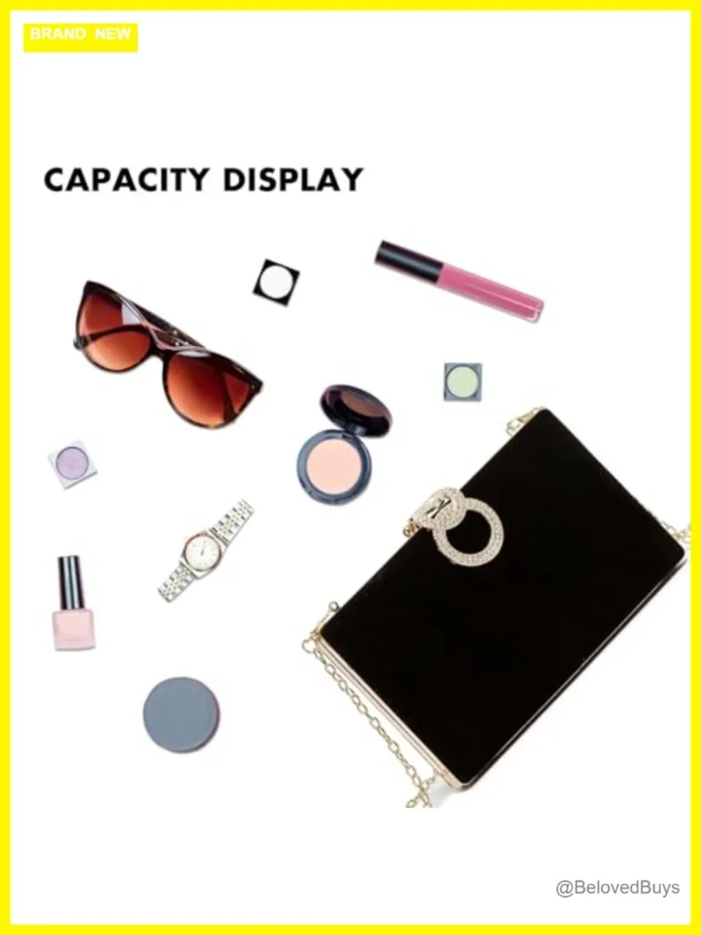 Faux Leather Clutch Purse for Women, Evening Bag with Removable Chain Strap